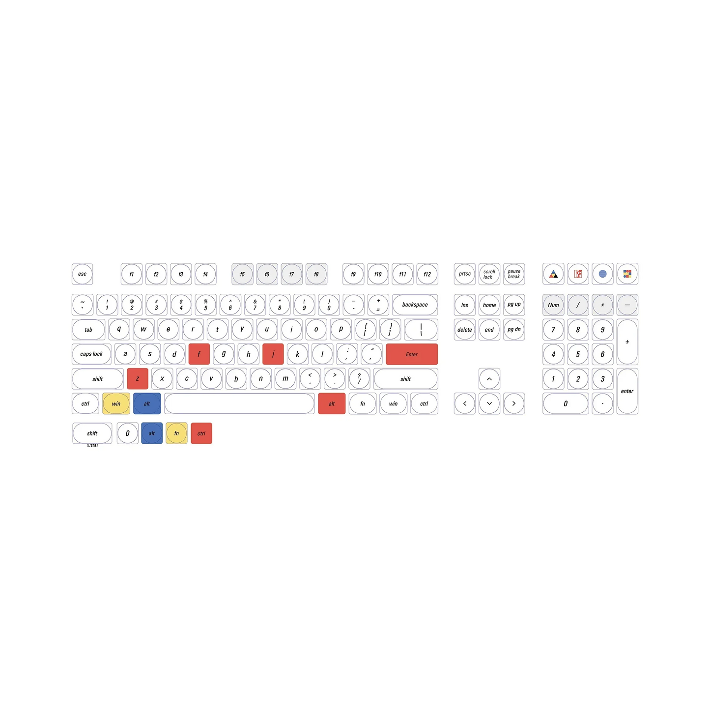 LCK Time Theme Keycaps Set PBT Custom Mondrian Keyboard Cap Low Profile Original Office Gaming KeyCap for Mechanical Keyboard
