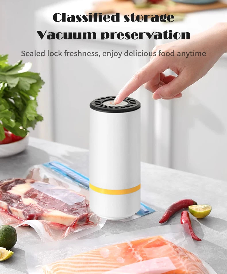 high-quality food handheld vacuum sealer Portable & Rechargeable Vacuum Sealer (Vacuum Sealers+ 30 reusable vacuum seal bags - AMULET RING STORE