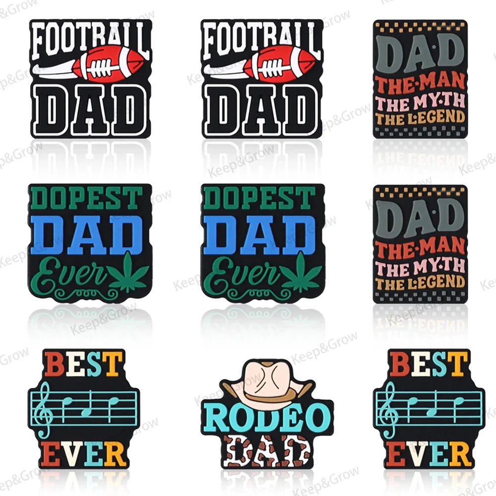 5/20/50Pcs Best Legends Dad Themed Silicone Beads for Jewelry Making Father's Day Focal Beads DIY KeysChain Accessory Decoration - AMULET RING STORE