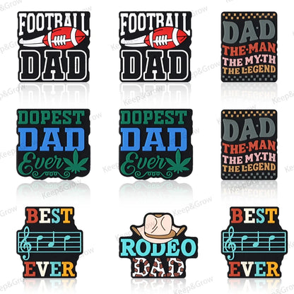 5/20/50Pcs Best Legends Dad Themed Silicone Beads for Jewelry Making Father's Day Focal Beads DIY KeysChain Accessory Decoration - AMULET RING STORE