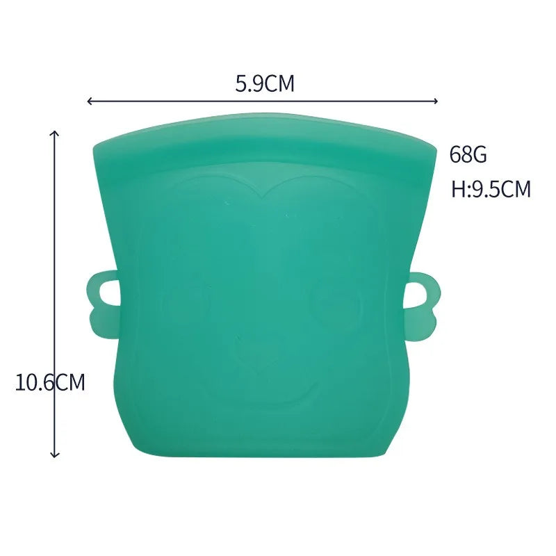 Cartoon Silicone Fresh-keeping Storage Bag,Reusable Food Grade Snack Bags for Children,Zipper Bag,Eco-Friendly,Leakproof - AMULET RING STORE