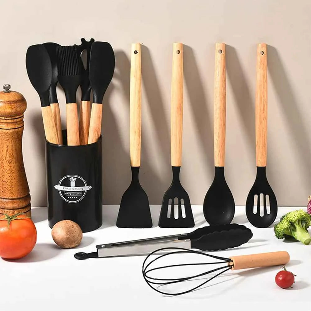 12Pcs Kitchen Utensil Set Silicone Spatula Set Spatula Spoon Brush Whisk Cooking Tools Kit Non-Stick Spatula Set for Kitchen
