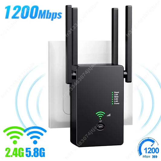 AC1200 Wireless 5G WiFi Extender/Router/AP Dual Band Repeater Booster Signal 802.11AC Long Range 1200Mbps Wi-Fi Access Point - AMULET RING STORE
