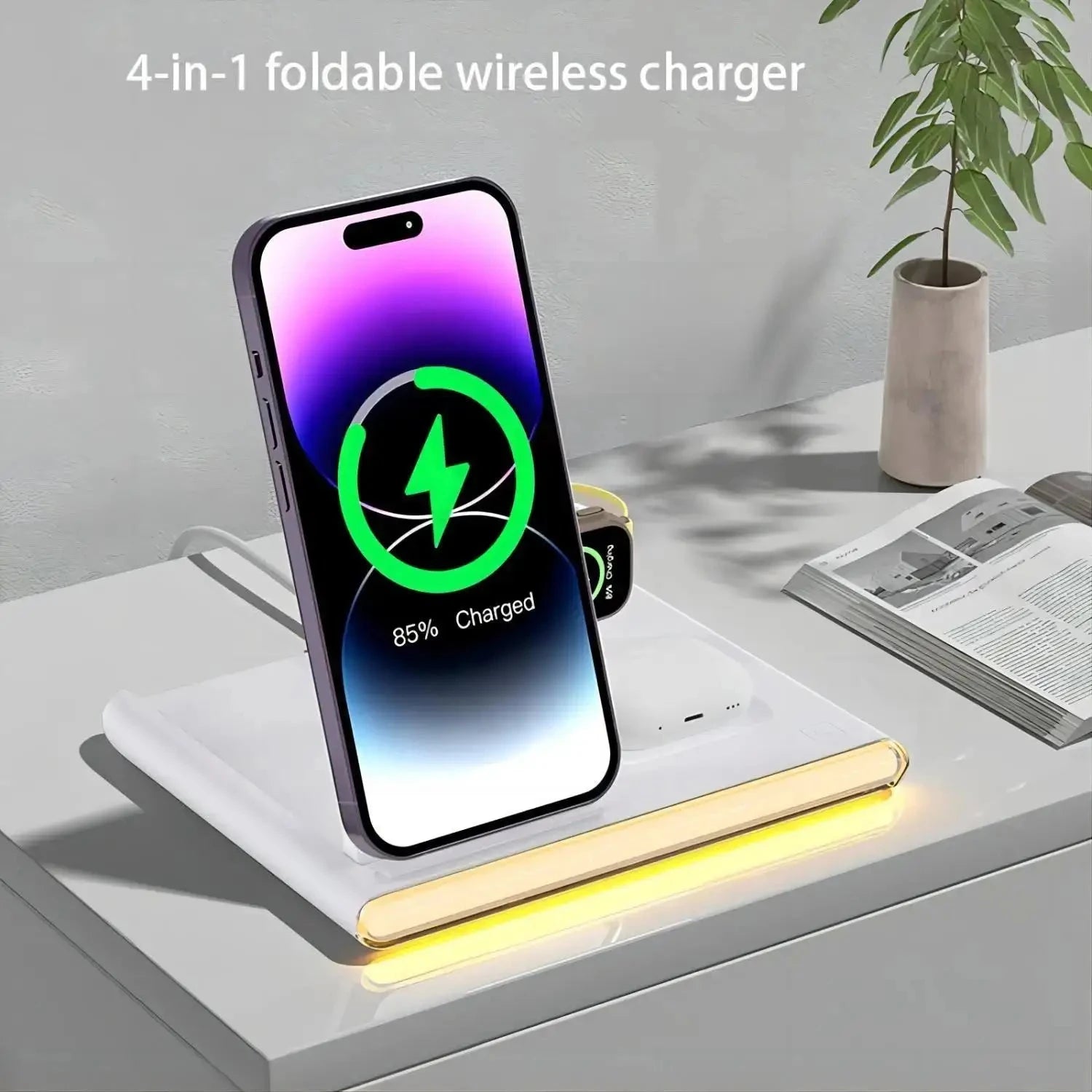 4 in 1 Fast Charing Wireless Charger Station with 30W PD Charger for IPhone/ Samsung All Phones and Watches Earbuds Series