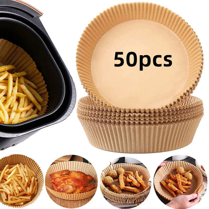 50/100/200pcs Disposable Air Fryer Paper Round/Square Special Paper Food Silicon Oil Paper Air Fryer Liners Baking Paper