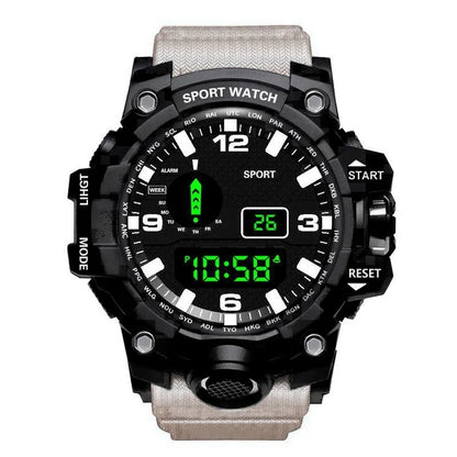 Fashion Men's Watch Sports Electronic Wristwatch Large dial Multifunctional Waterproof Luminous Alarm Kids Male's Military Watch - AMULET RING STORE