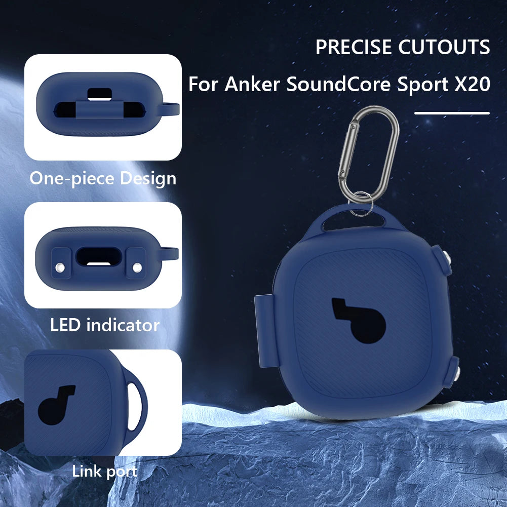 Silicone Case Cover Shockproof Soft Protective Cover Logo Visible Design Full Body Protective Case for Anker SoundCore Sport X20 - AMULET RING STORE