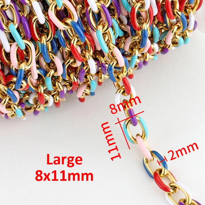 No Fade 1Meter Stainless Steel Gold Plated Embossed Link Chains DIY Women Men Necklaces Bracelets Jewelry Making Bags Chain Bulk - AMULET RING STORE