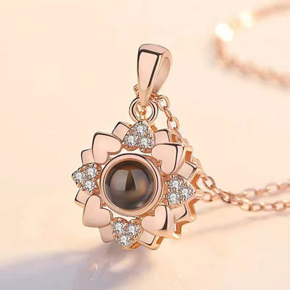2025 Fashion Personalized Picture Necklace for Women Customized Photo Projection Necklace Flower Pendant Necklace Memorial Gift