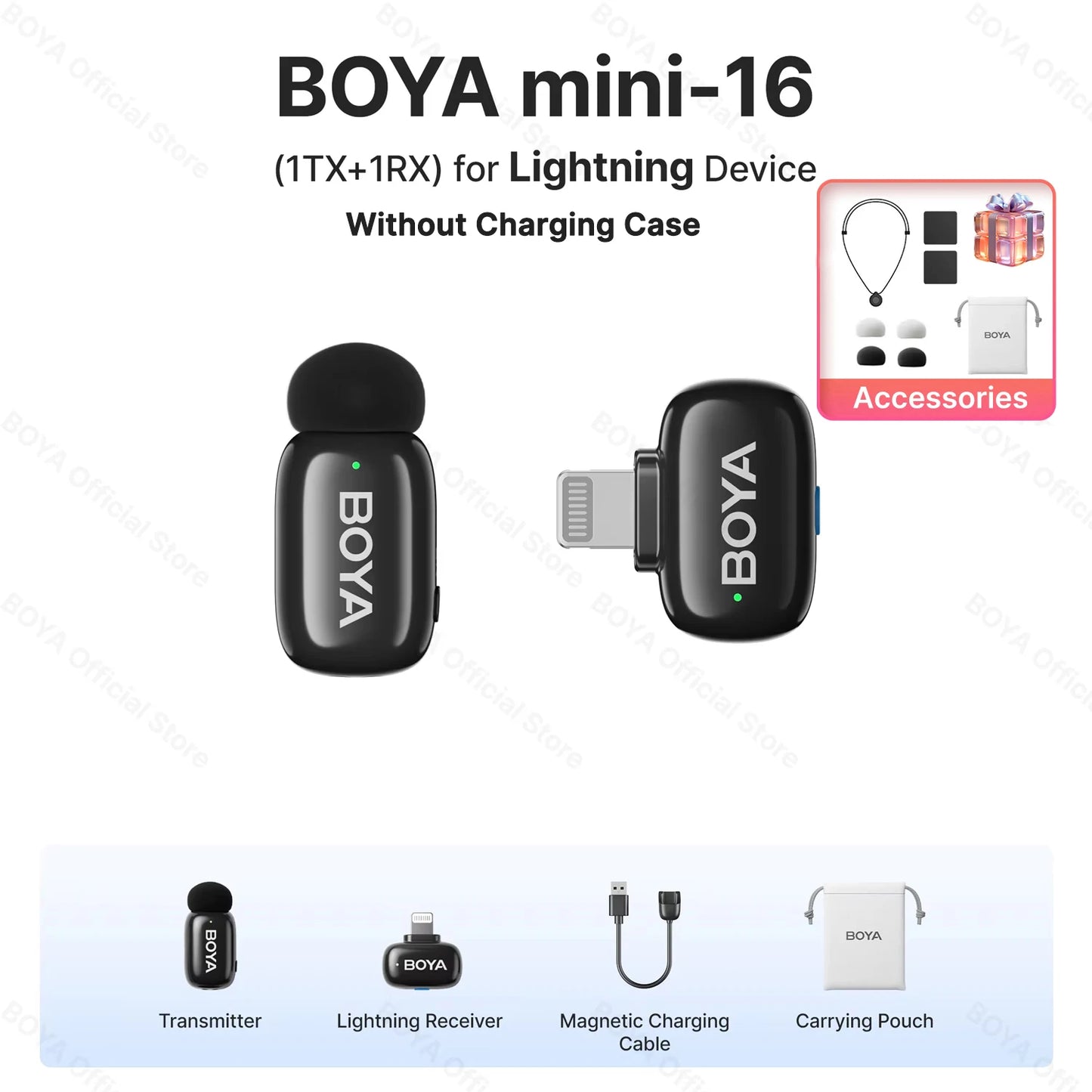 BOYA BOYA Mini Wireless Lavalier Microphone for iPhone 15/16 Android Phone USB-C Devices for Live Streaming Video Recording Vlog