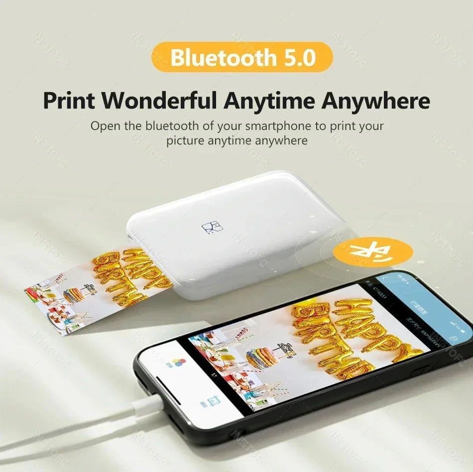 New! MT53 Color Photo Wifi Printer Portable Mobile Phone Mini Bluetooth Handheld Pocket Printing Machine 2x3 inch Sticky-Backed