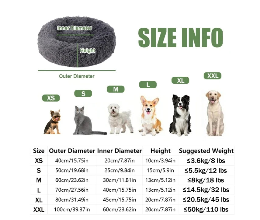 Round Cat Beds House Soft Long Plush Best Pet Dog Bed For Dogs Basket Pet Products Cushion Cat Bed Cat Mat Animals Sleeping Sofa - AMULET RING STORE