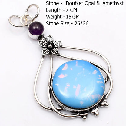 Genuine  Agate Labradorite Jasper Turquoise Rose Quartz Pendant