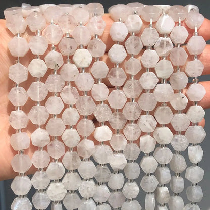 8.5x9.5mm Natural Hexagon Stone Beads Faceted Amazonite Quartz Jade Loose Spacer Beads for Jewelry Making DIY Bracelet Pendant - AMULET RING STORE