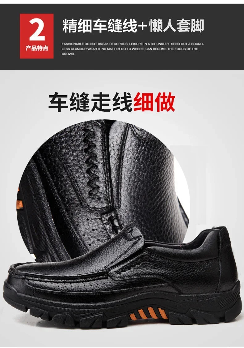 New Handmade Genuine Leather Shoes 48 Men Loafers Soft Cow Leather Men Thick Sole Casual Shoes Male Footwear Black Brown Slip-on