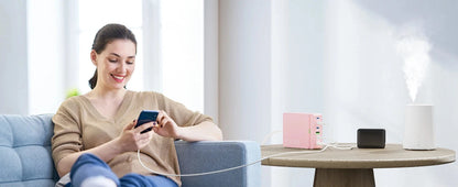 USB C Charging Station:100W 6-Port GaN Fast Charging Hub-PD 3.0 Type C and USB A Charging Case-Wall Charger Power Adapter-Purple