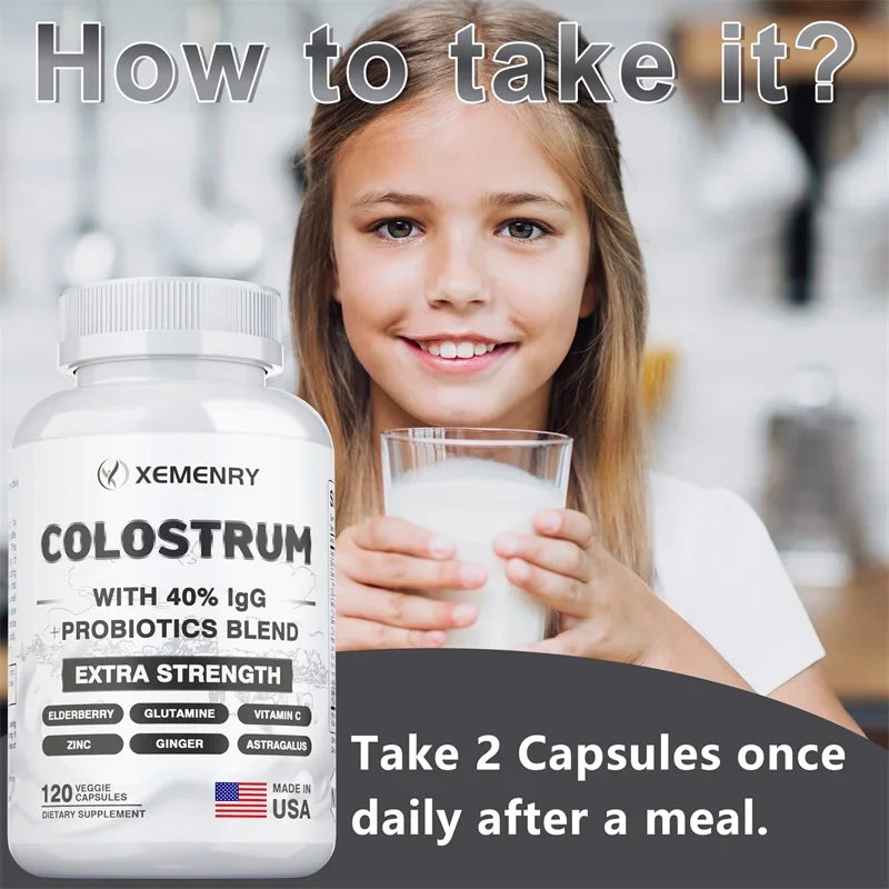 Colostrum Capsules - 40% LgG - Supports The Immune System, Promotes Gut Health, Energy Production, Cell Repair and Growth - AMULET RING STORE