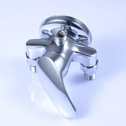 G1/2" Bathtub Shower Faucet Hot and Cold Water Mixing Valve Bathroom Set Countertop Mounted Chrome Plated Valve Bath Shower Set