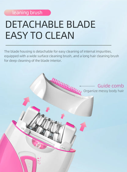 Kemei Women's Electric Epilator Rechargeable Body Hair Removal Machine Shaving for Private Part Bikini Facial Armpit Depilation - AMULET RING STORE