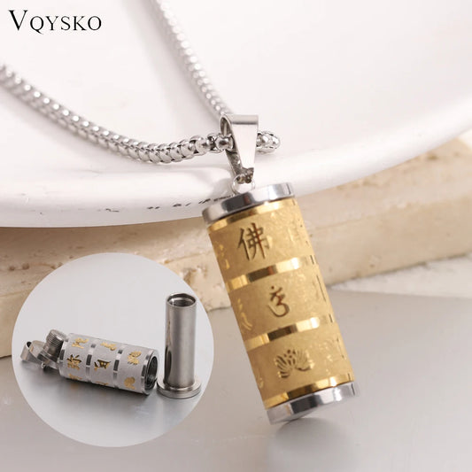 VQYSKO Tibetan Prayer Wheel Pendant - Om Mani Padme Hum