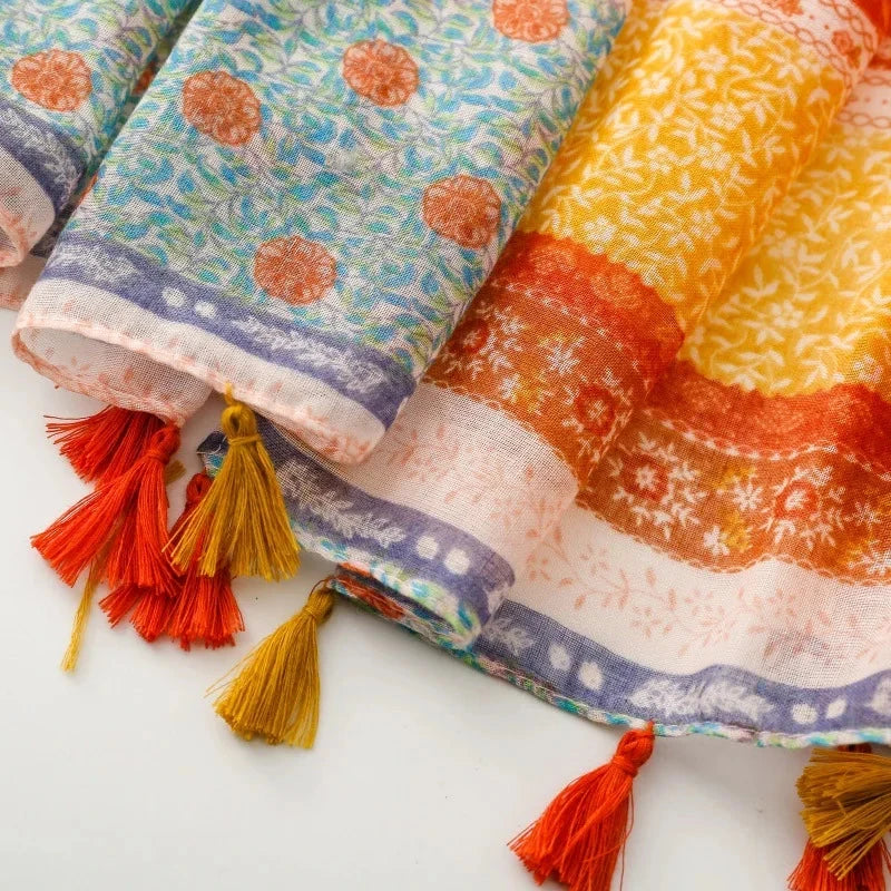 88*180cm Women Viscose Scarf Summer Beach Shawl Cotton Linen Feeling Tassel Pashmina Muslim Hijab Wrap Lady