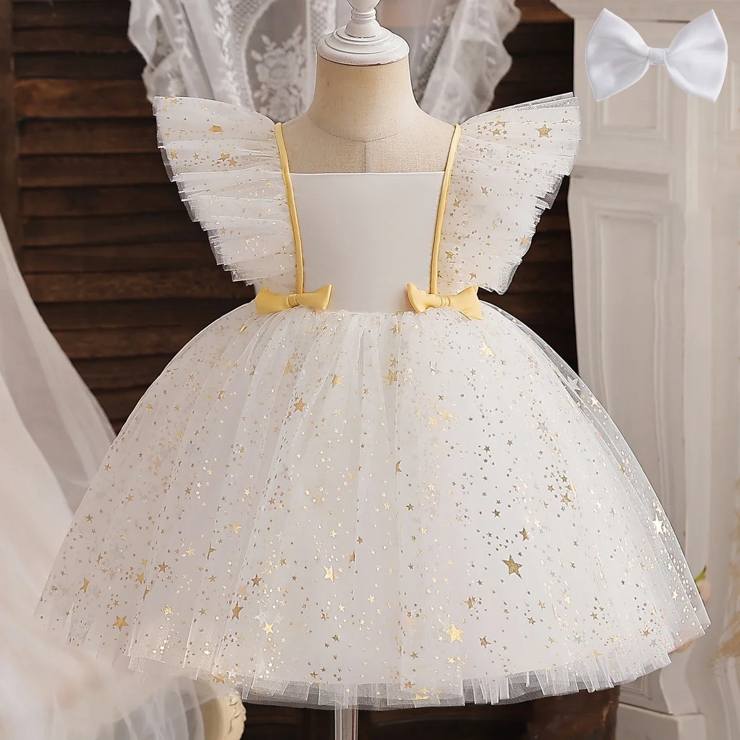 Wedding Birthday Dress for Flower Girls Kids Elegant Party Sequins Tutu Christening Gown 3-8 Yrs Children Formal Pageant Clothes - AMULET RING STORE