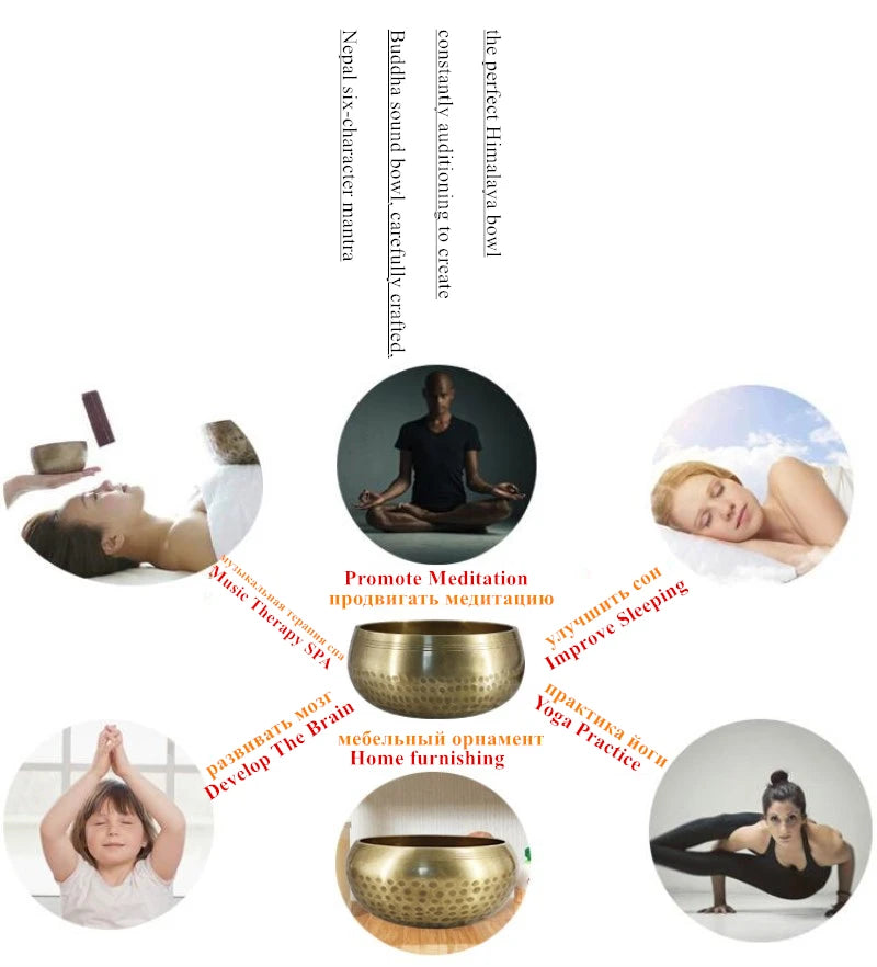 Nepal handmade Singing Bowl Tibet Buddha Sound Bowl Yoga Meditation Chanting Brass Chime Handicraft Music Therapy Tibetan - AMULET RING STORE