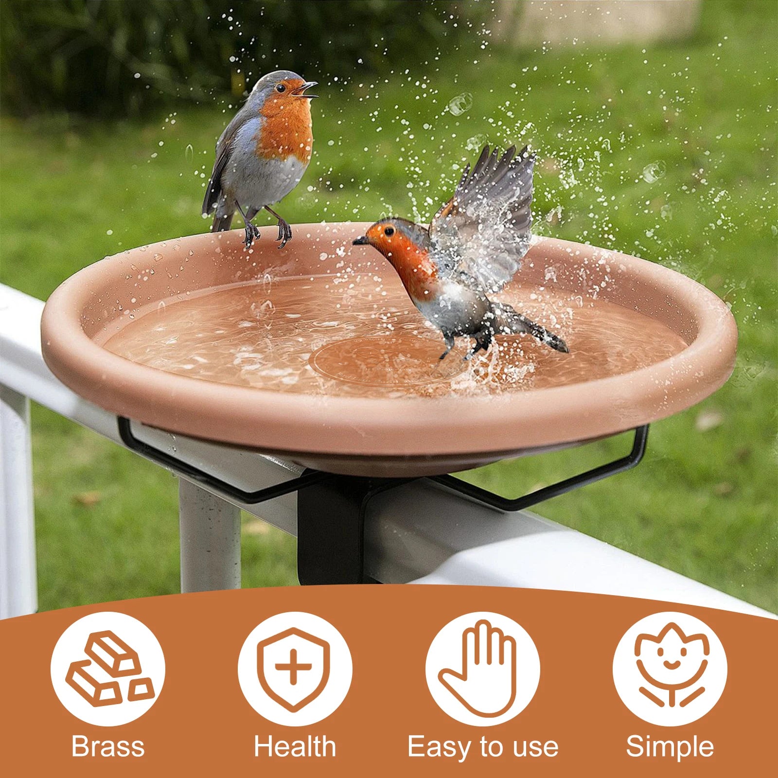 2Pcs Bird Bath Copper Disk With 3 Point Support Bird Bath Purification Plate Garden Outdoor Feeder Tray Cleaner Water Bowl - AMULET RING STORE