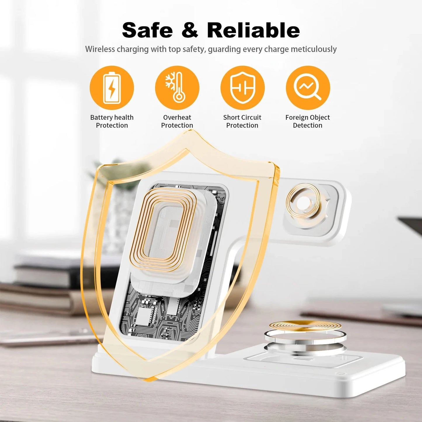 Magnetic Wireless Charger Fast 18W Adapter QC3.0 Certified Foldable Sleep-Friendly iPhone11-15 XS 8 Plus Samsung Galaxy iWatch