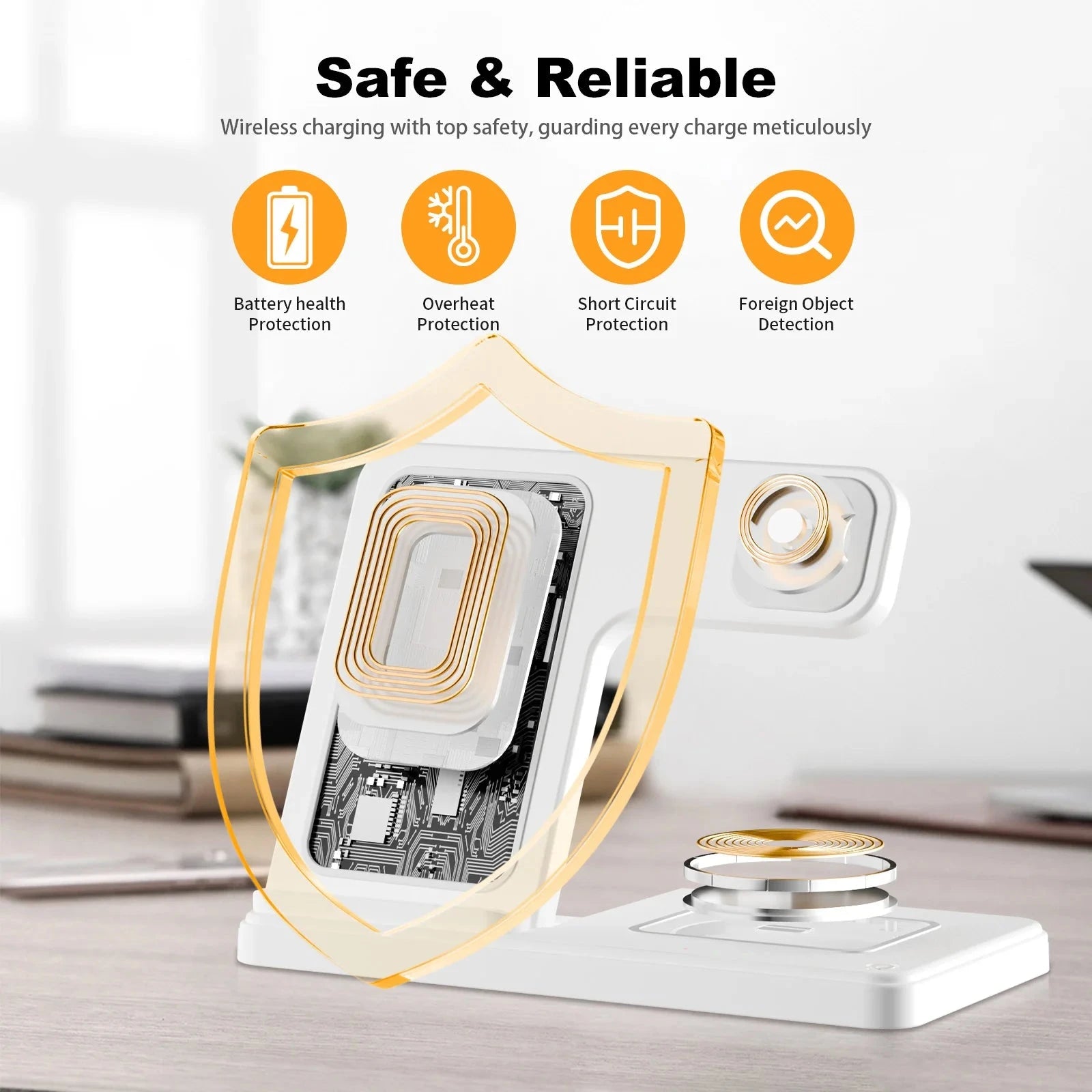 Magnetic Wireless Charger Fast 18W Adapter QC3.0 Certified Foldable Sleep-Friendly iPhone11-15 XS 8 Plus Samsung Galaxy iWatch