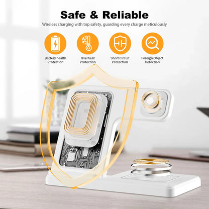 Magnetic Wireless Charger Fast 18W Adapter QC3.0 Certified Foldable Sleep-Friendly iPhone11-15 XS 8 Plus Samsung Galaxy iWatch