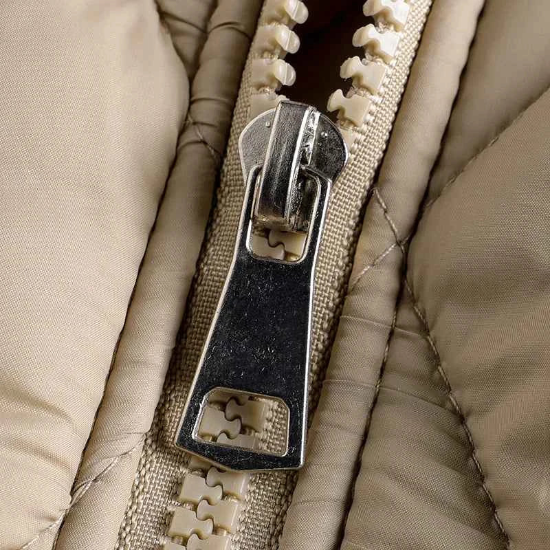 Women Padded Jacket round neck Long Sleeves patchwork coat Winter Warm Top Outerwear