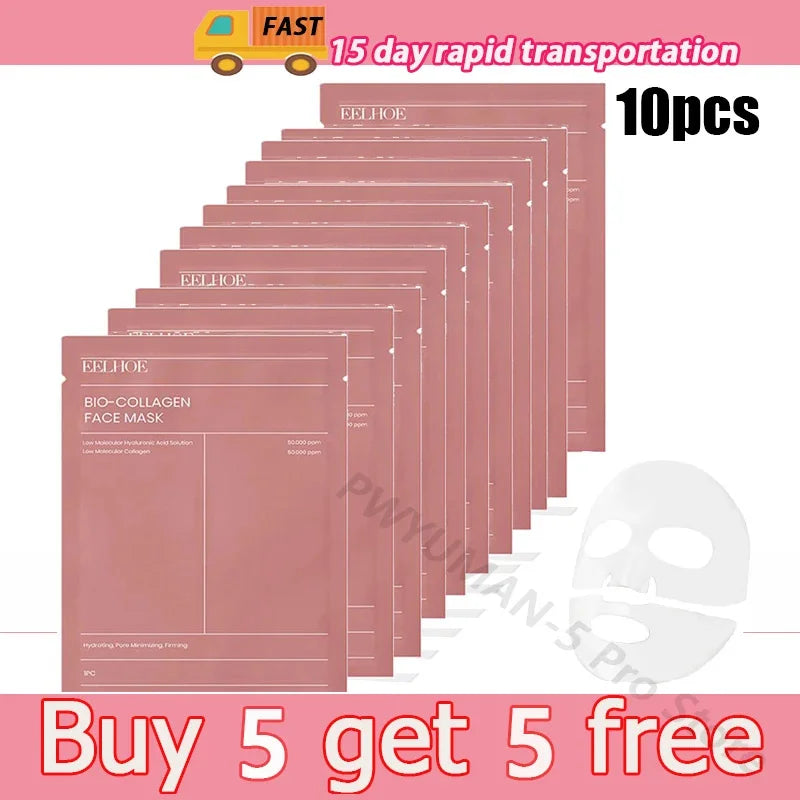 1/3/5/10PCS Bio Collagen Face Mask Shrink Pores Deep Hydrating Overnight Mask Moisturizing Refreshing Brightening Face Skin Care - AMULET RING STORE