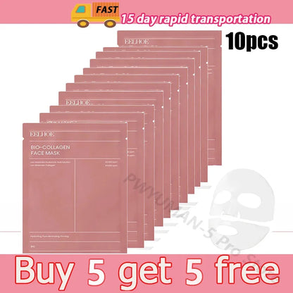 1/3/5/10PCS Bio Collagen Face Mask Shrink Pores Deep Hydrating Overnight Mask Moisturizing Refreshing Brightening Face Skin Care - AMULET RING STORE