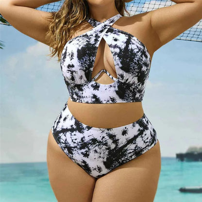 New 0xL-4XL printed bikini large size swimwear plus size women swimsuit female two-pieces bikini set bather bathing suit k5630