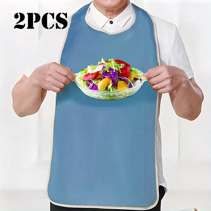 Adult Bibs for Eating Dining Clothing Protector for Elderly and Adults Adjustable Thick Fleece Machine Washable Towel Mouth Wipe - AMULET RING STORE