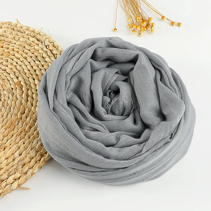 Autumn Winter New Cotton Linen Scarf For Women Girls Solid Color Sunscreen Scarves Soft Foulard Viscose Female Wrap Shawls