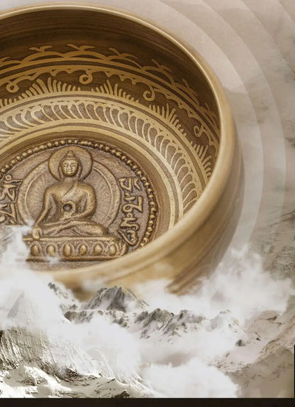 Nepal Handmade Singing Bowl Large Brass Tibetan Bowls Yoga Meditation Sound Healing Instrument Buddhist Sound Bowls Ornaments - AMULET RING STORE