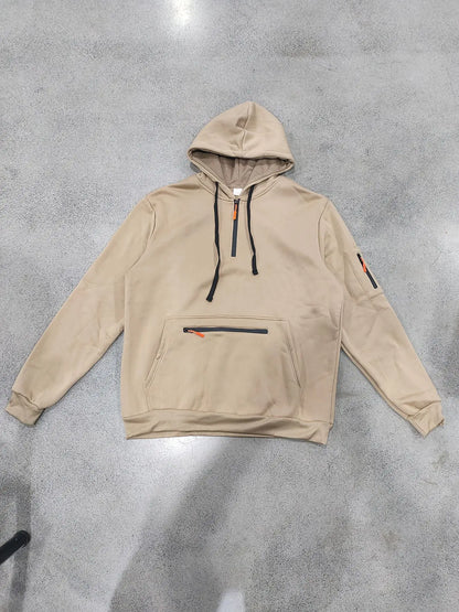 Men's Hooded Fleece Pullover Sporty Casual Jacket European American Style Autumn Winter Warm Comfortable Men's Outerwear