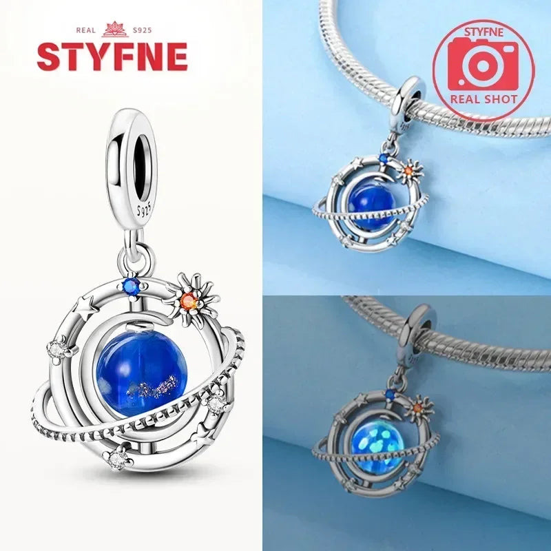 S925 Silver Glow-in-the-dark Firefly Charm Pendant Fit Original Charms Bracelet Gift Beads for Women Diy Fine Jewelry Gifts - AMULET RING STORE