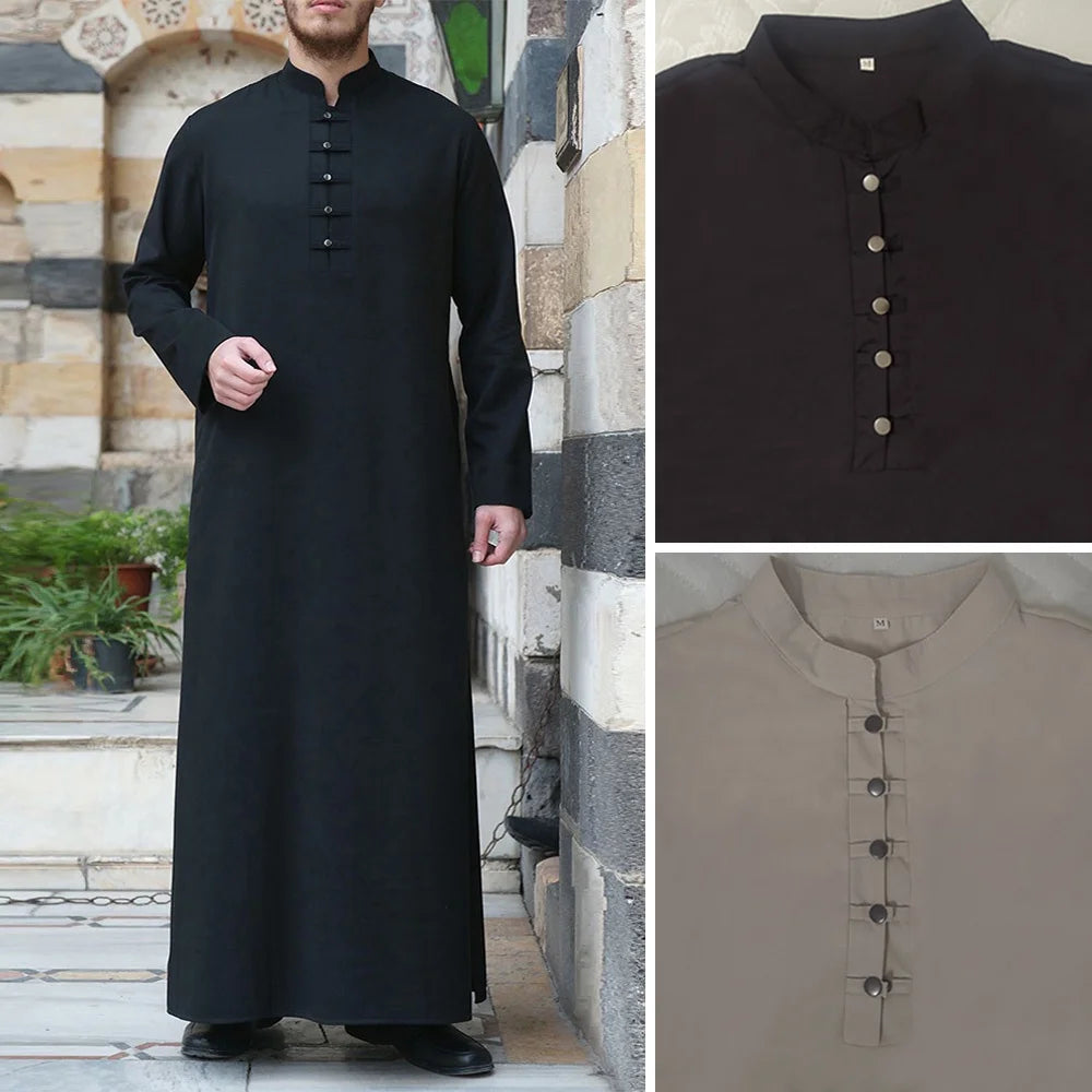Islamic Clothing For Men Muslim Dress jubba thobe Saudi Arabia Kaftan Middle East  Abaya Man Button casual Muslim Men Clothing