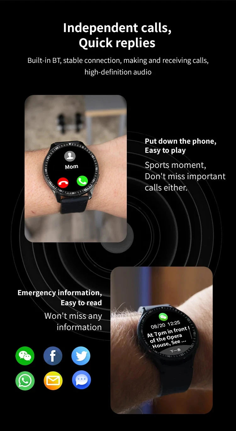 New For Men Women SmartWatch 1.61‘’ Amoled Phone Call Heart Rate GPS Tracker Sport Waterproof Smart Watch for IOS Android