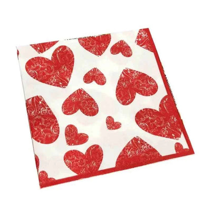 Heart Shaped Colourful Printed Napkin Wedding Valentine's Day Facial Tissue Proposal  Decoration Wine Glass Flower Paper 20pcs/P