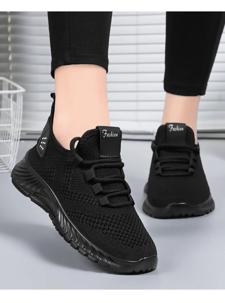 2025 Women's Shoes Summer Women's Shoes Flying woven casual shoes Comfortable breathable women's sneakers - AMULET RING STORE