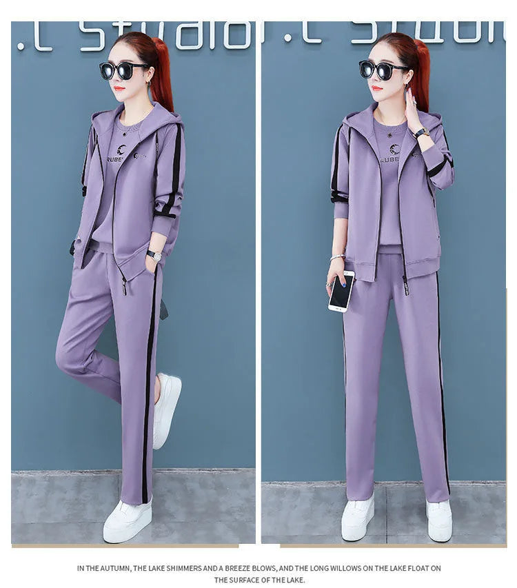 Spring Autumn Women Tracksuit Coats+Sweatshirts+Pants 3Pcs Suit Fashion Outfits Ladies Casual Clothing Sets Loose Sportswear