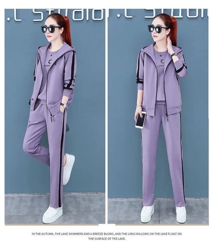 Spring Autumn Women Tracksuit Coats+Sweatshirts+Pants 3Pcs Suit Fashion Outfits Ladies Casual Clothing Sets Loose Sportswear