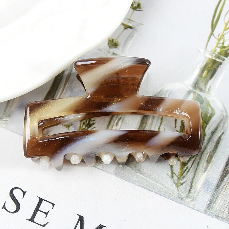 Mini Women's Hair Clips Colorful Geometric Hollow Crab Claw Clip Acetate Leopard Print Fashion Girls Hairpin Hair Accessories - AMULET RING STORE