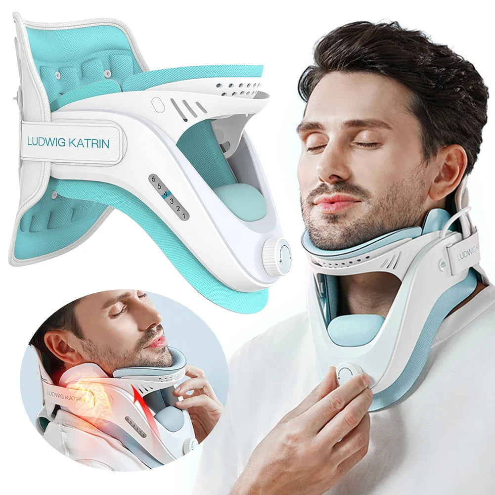 Cervical Traction Device & Neck Brace Set Neck Stretcher Adjustable Neck and Shoulder Relaxer Comfortable for Home Travel Office - AMULET RING STORE