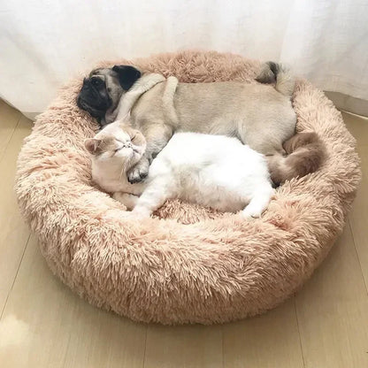 Round Cat Beds House Soft Long Plush Best Pet Dog Bed For Dogs Basket Pet Products Cushion Cat Bed Cat Mat Animals Sleeping Sofa - AMULET RING STORE