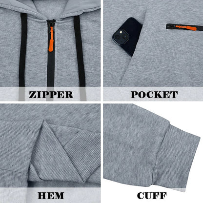 Men's Hooded Fleece Pullover Sporty Casual Jacket European American Style Autumn Winter Warm Comfortable Men's Outerwear